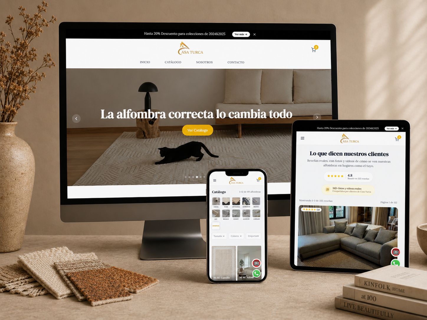Casa Turca storefront shown on desktop, tablet and mobile